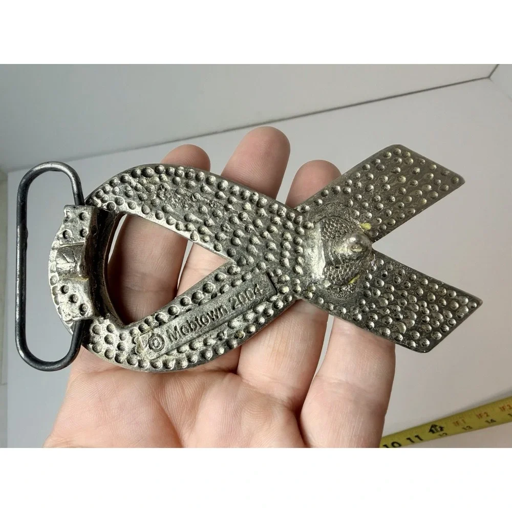 Support Our Troops Belt Buckle Yellow Enamel 2004 Vintage‎